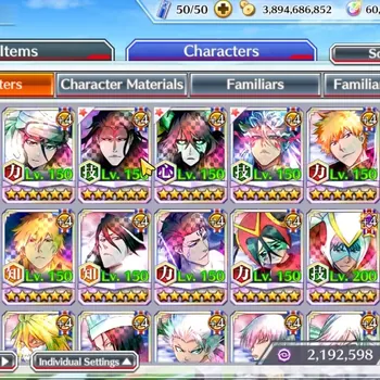 Bleach: Brave Souls Accounts High-End Global|BP 1M+1,2K CC|60K Orb|TYBW26 Byakuya,Rukia,11th Aizen,Ulquiora,GrimJow,10th