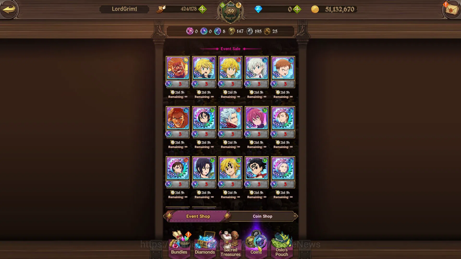 The Seven Deadly Sins: Grand Cross Accounts Global|920K CC|Starter Ch5| 2 UR+Full Collab Fire  image 8