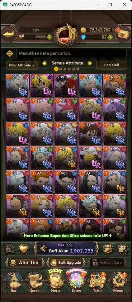 The Seven Deadly Sins: Grand Cross Accounts Others Global|1,9M CC|LR Elizabeth 1/6|UR Mesis 1/6,Menor 1/6,DKM 2/6|Collab 6