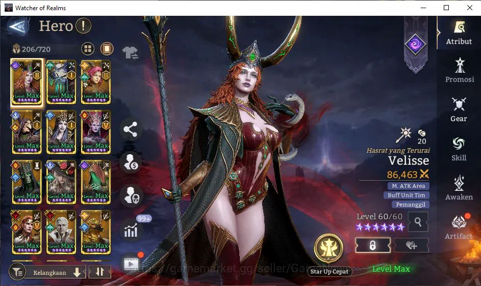 Watcher of Realms Accounts End-Game Global 60X|LV 96|12,1M Power,Abyss I|Many Skin|14 Lord[PraetusA3,LayaA4,Etc]+108 10