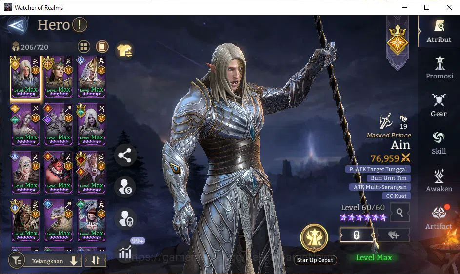 Watcher of Realms Accounts End-Game Global 60X|LV 96|12,1M Power,Abyss I|Many Skin|14 Lord[PraetusA3,LayaA4,Etc]+108 16