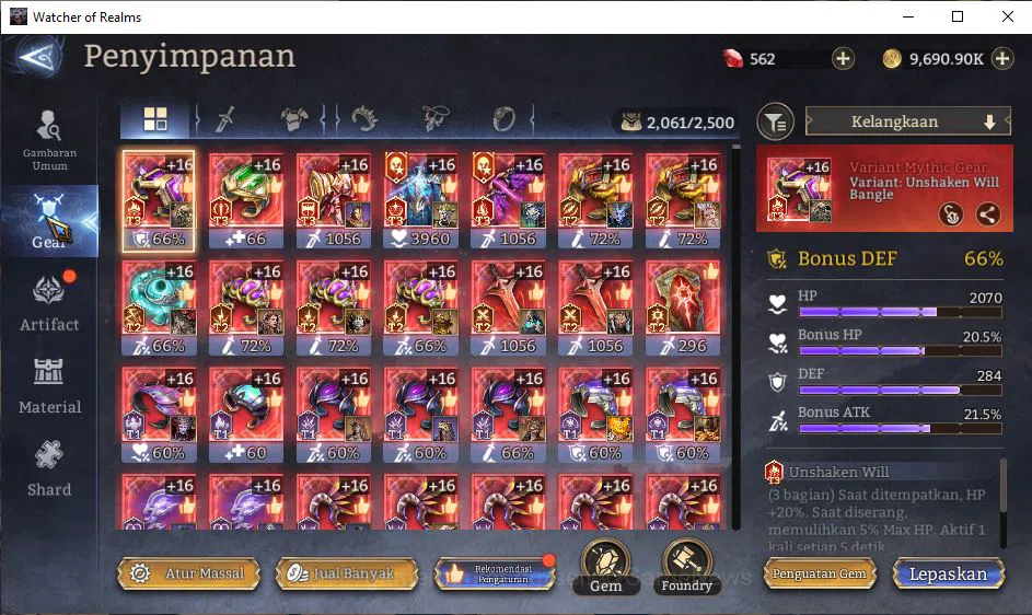 Watcher of Realms Accounts End-Game Global 60X|LV 96|12,1M Power,Abyss I|Many Skin|14 Lord[PraetusA3,LayaA4,Etc]+108 17