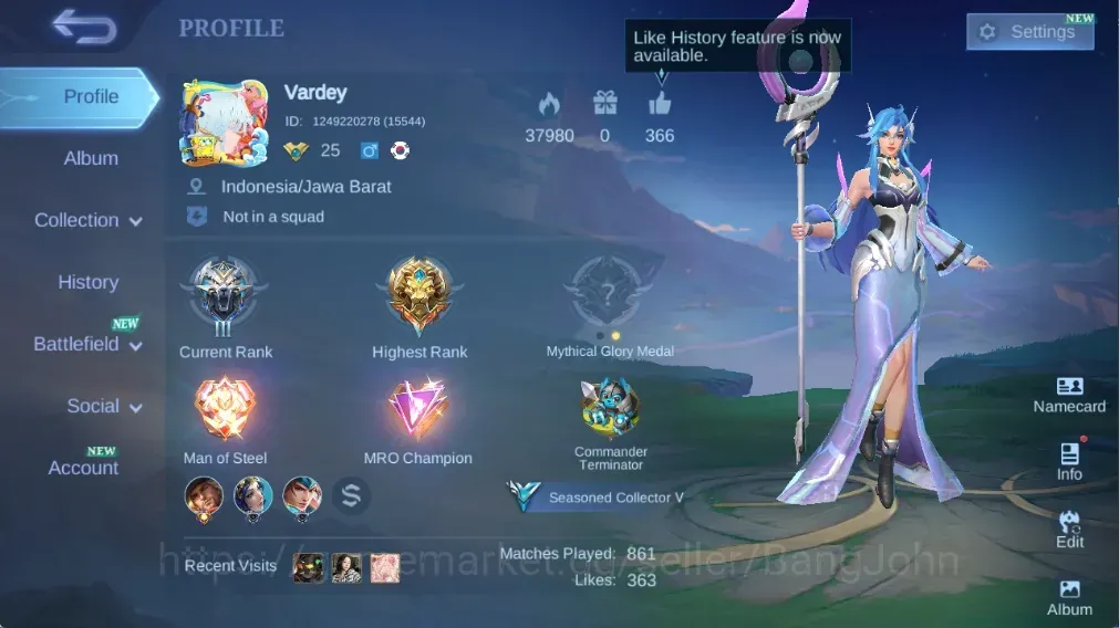 Mobile Legends: Bang Bang Accounts Others Global|69S|Seasoned|MPL Kadita,DG Ling,Epic Zilong Carmilla Clint,Kagura 1