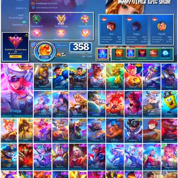 Mobile Legends: Bang Bang Accounts #4285 358 Skins | Freya Galactic Vanquisher (LEGEND) | Natalia Warrioress Paragon