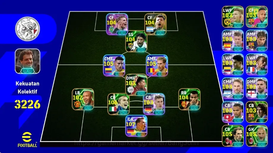 eFootball Accounts Legends & Iconic Players Android|PW 3226|1,330 Coin Android|Show T Manuel Neuer+Kevin De Bruyne+James 1