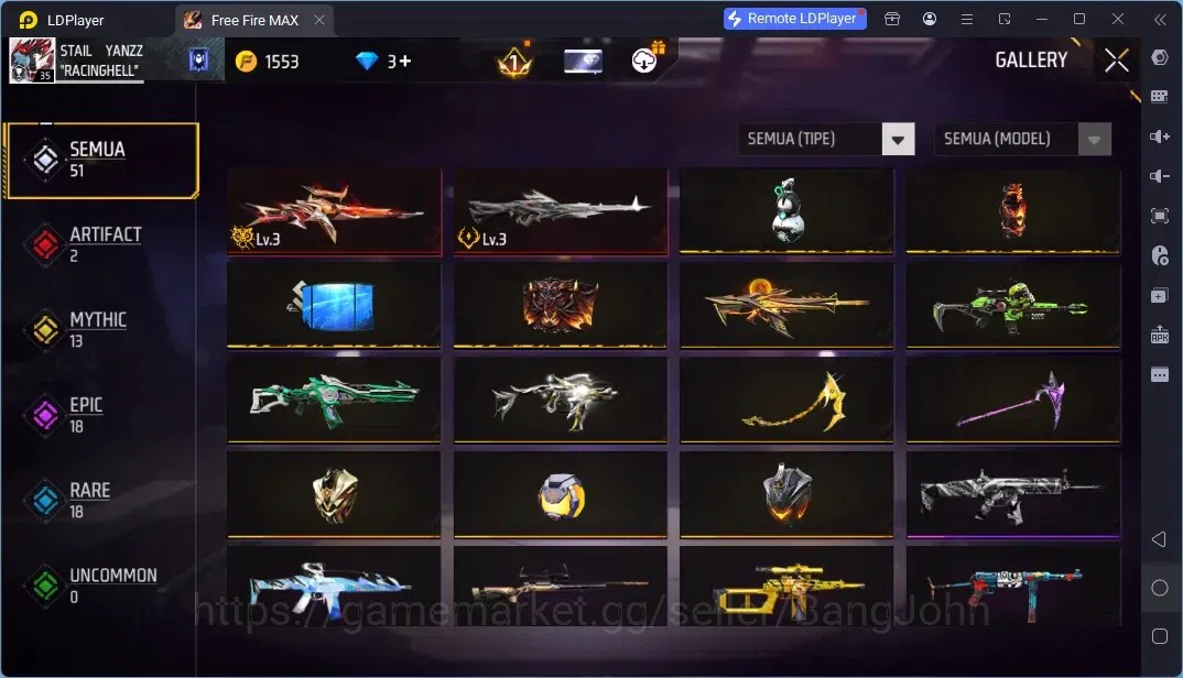 Free Fire Accounts Indonesia | 2 EVO (Woodpecker Majestic Prowler Lv3, M60 Dreambreaker Lv3)| Backpack Dream Palace | Check 3