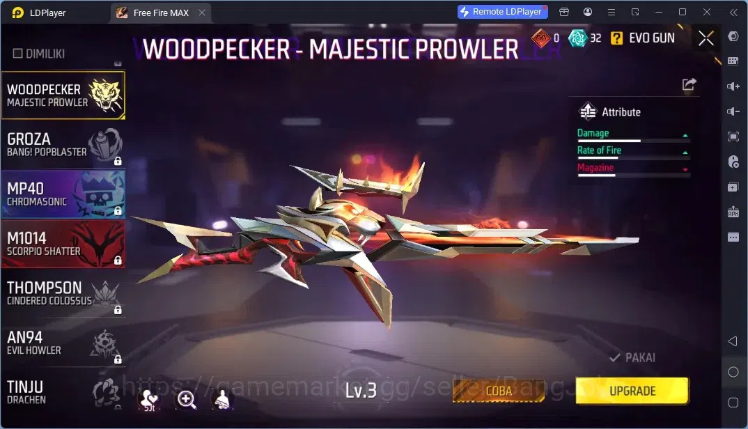 Free Fire Accounts Indonesia | 2 EVO (Woodpecker Majestic Prowler Lv3, M60 Dreambreaker Lv3)| Backpack Dream Palace | Check 4