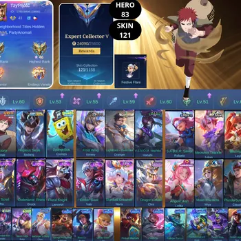 Mobile Legends: Bang Bang Accounts Smurf BEST OFFER | HERO 83 | SKIN 121 | VALE NARUTO | BADANG SAINT SEIYA | CYCLOPS