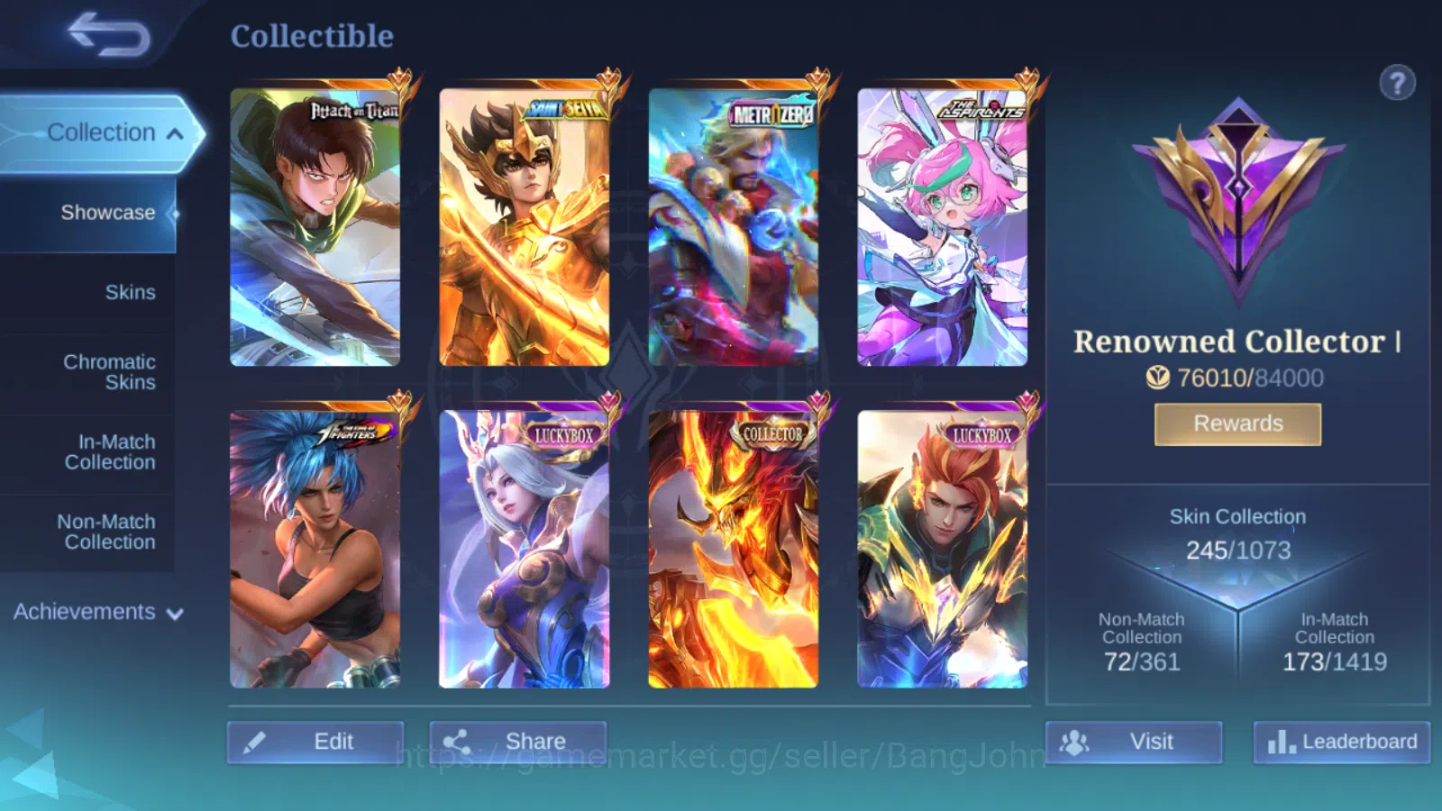 Mobile Legends: Bang Bang Accounts Hero 121 | Skin 245 | GLORY  | AOT Martis | MetroZ image 2