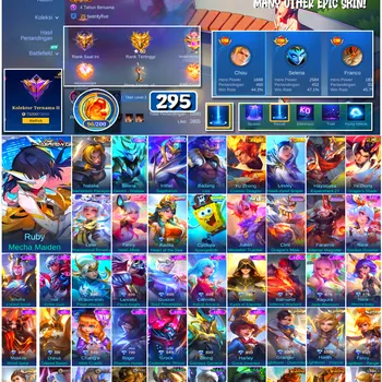 Mobile Legends: Bang Bang Accounts #4588 295 Skins | Ruby Mecha Maiden (ASPIRANTS) | Cyclops SpongeBob (SPONGEBOB) | Natalia