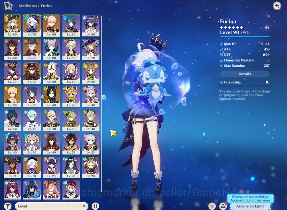 Genshin Impact Accounts Mid Game ASIA|AR 55|5 Limited +2(*5Weapon)|Furina,Navia,Hutao, lyney,Kazuha|McMale|Reoni 3