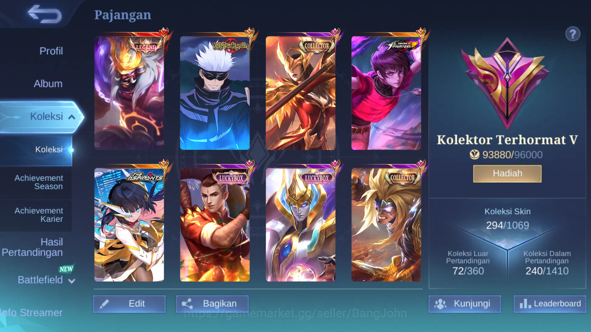 Mobile Legends: Bang Bang Accounts Hero 125 | Skin 294 | Ex Glory 64 | Legend Franco  image 2