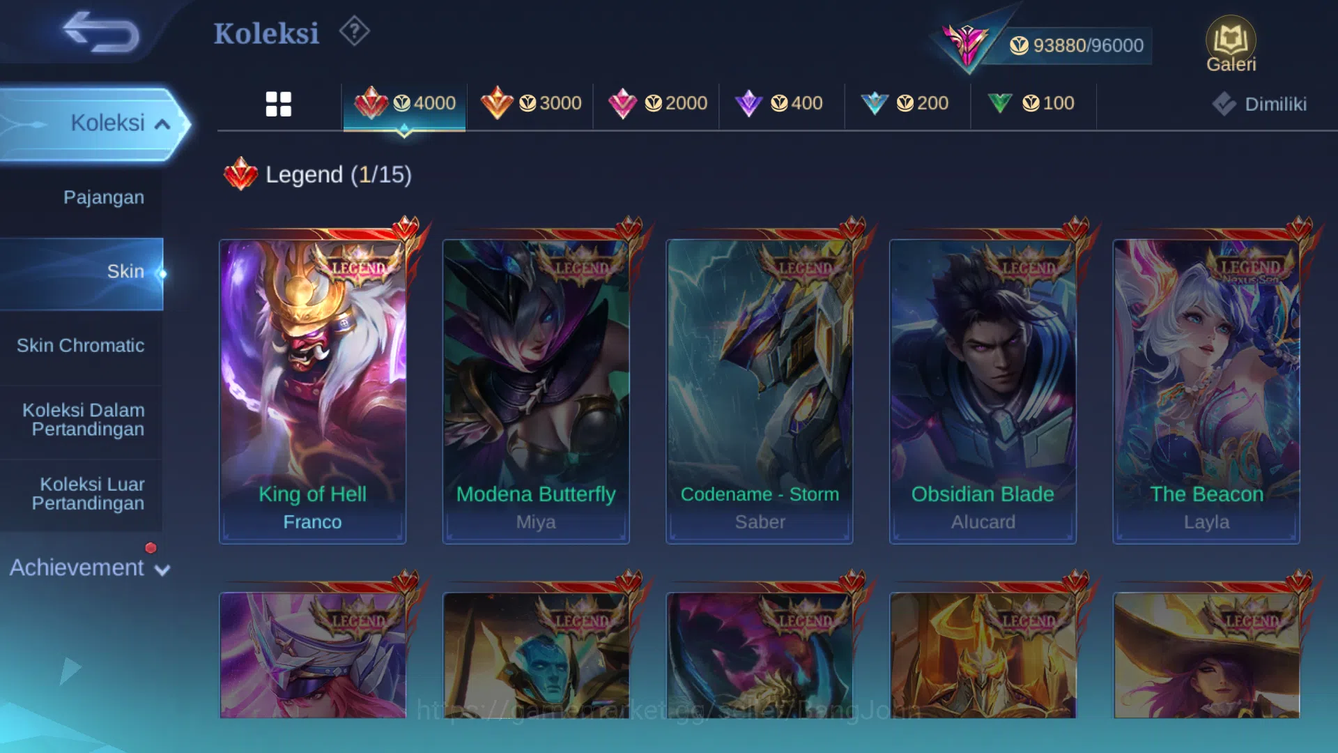 Mobile Legends: Bang Bang Accounts Hero 125 | Skin 294 | Ex Glory 64 | Legend Franco  image 9