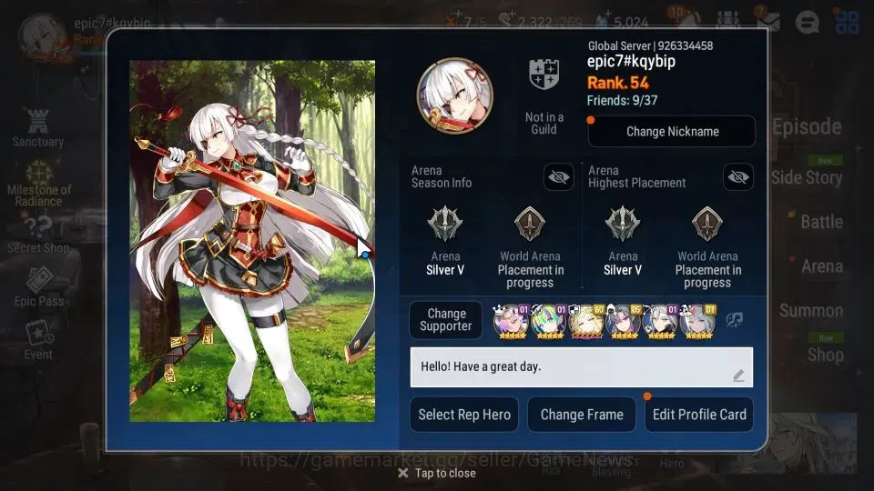 Epic Seven Accounts GLOBAL Unverif|New Era|8 ML(NM Luna,Monarch OTS Is image 2