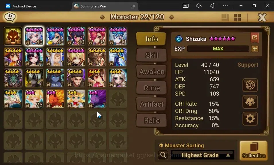 Summoners War: Sky Arena Accounts GLOBAL Lv 18|Starter|1 LD[Seimei]|7 Total NB5[Eres image 10