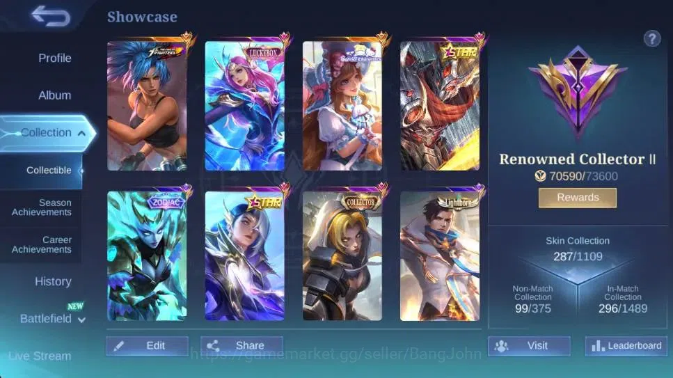 Mobile Legends: Bang Bang Accounts Global|Hero 132|Skin 287|Renowned|KOF Karina,STAR image 18