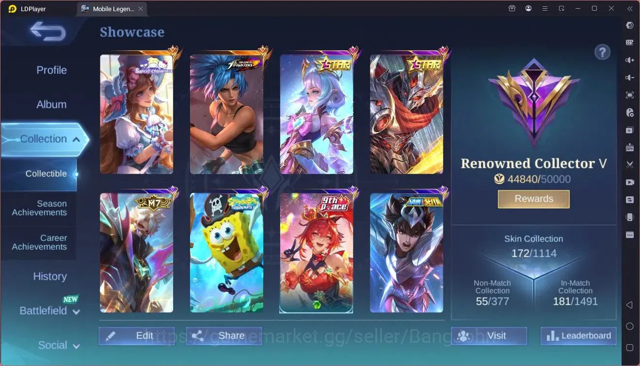 Mobile Legends: Bang Bang Accounts Global |Hero 90|Skin 172|Renowned|Sanrio Florynn|K image 2