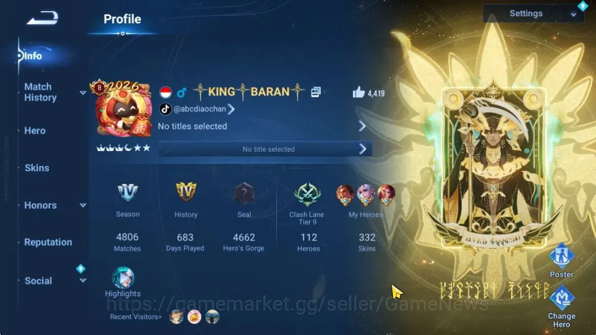 Honor of Kings Accounts Hero112 Skin332|Mythic(GuanYu),24 legend,2Limbo(Mi image 2