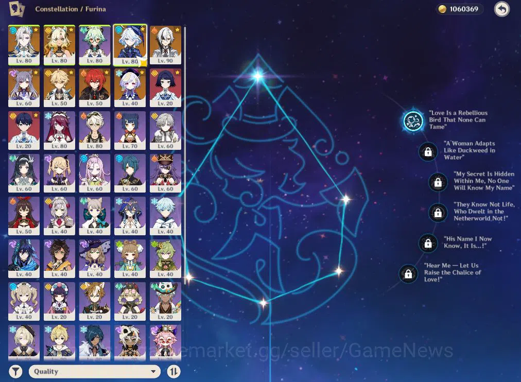 Genshin Impact Accounts End Game ASIA|AR 55||4Limit+1(*5WEP)|FurinaC1,Neuvilatte,Arlecchino,Xilonen|Unlock Nod 5