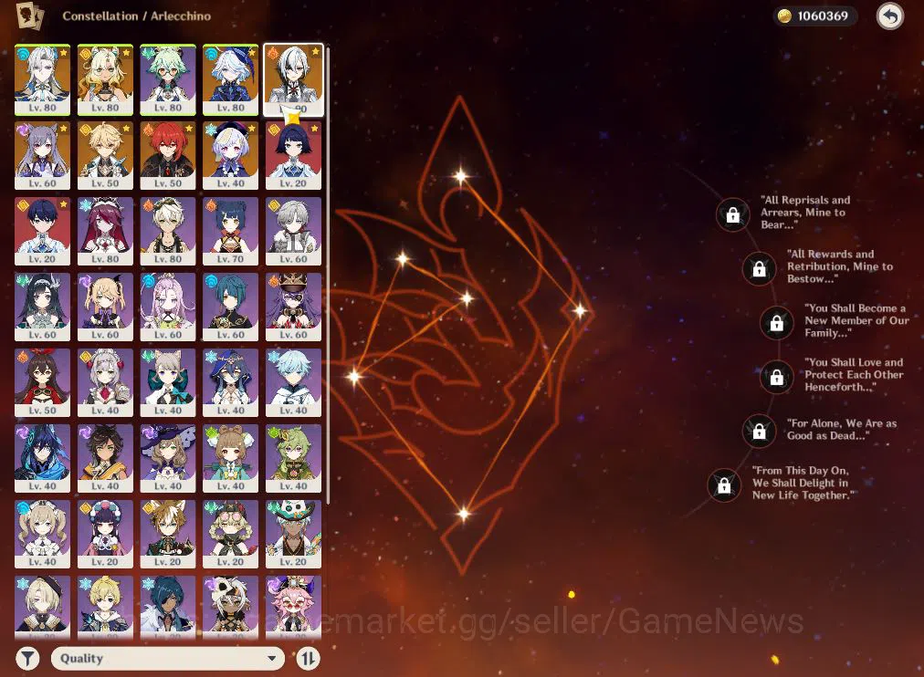 Genshin Impact Accounts End Game ASIA|AR 55||4Limit+1(*5WEP)|FurinaC1,Neuvilatte,Arlecchino,Xilonen|Unlock Nod 6