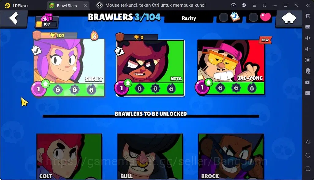 Brawl Stars Accounts Global |Trophy 107|3 Brawler|Skins 1 Mythic,1Epic| Bling 6956|Protect Off|Check SS BRS299B 6