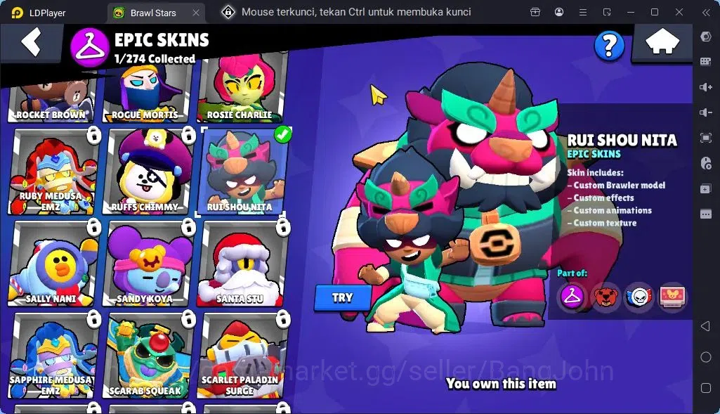 Brawl Stars Accounts Global |Trophy 107|3 Brawler|Skins 1 Mythic,1Epic| Bling 6956|Protect Off|Check SS BRS299B 8