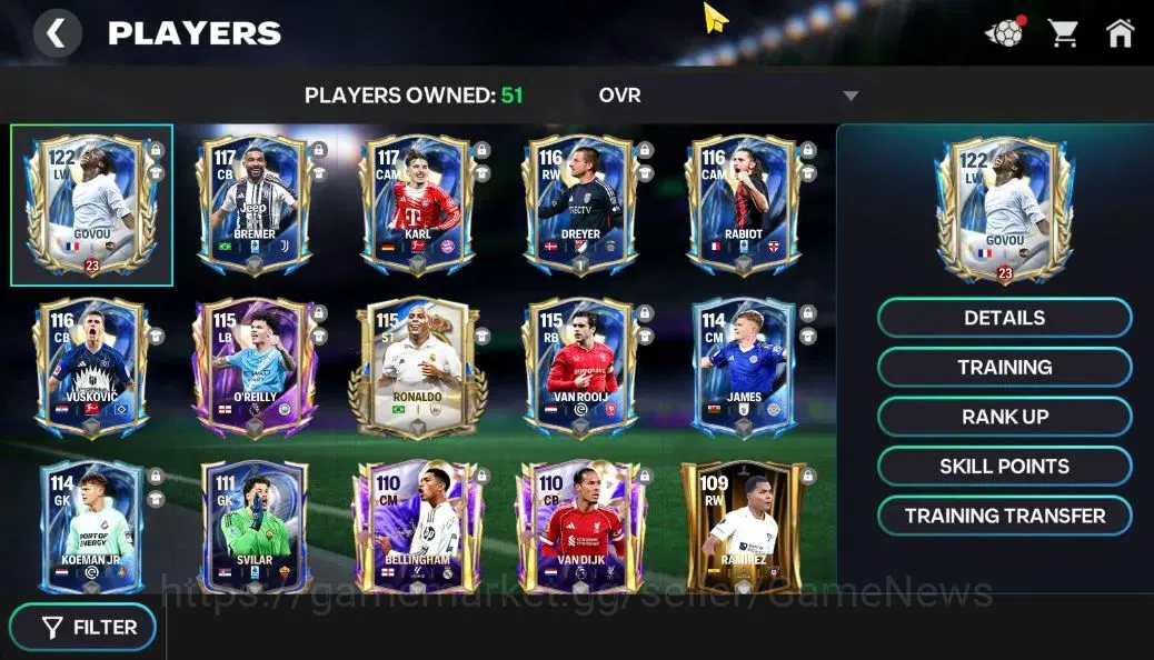 EA SPORTS FC Mobile Accounts OVR 117/17B Value|3,7K Gems|Van Dijk,Bellingham,Si image 4