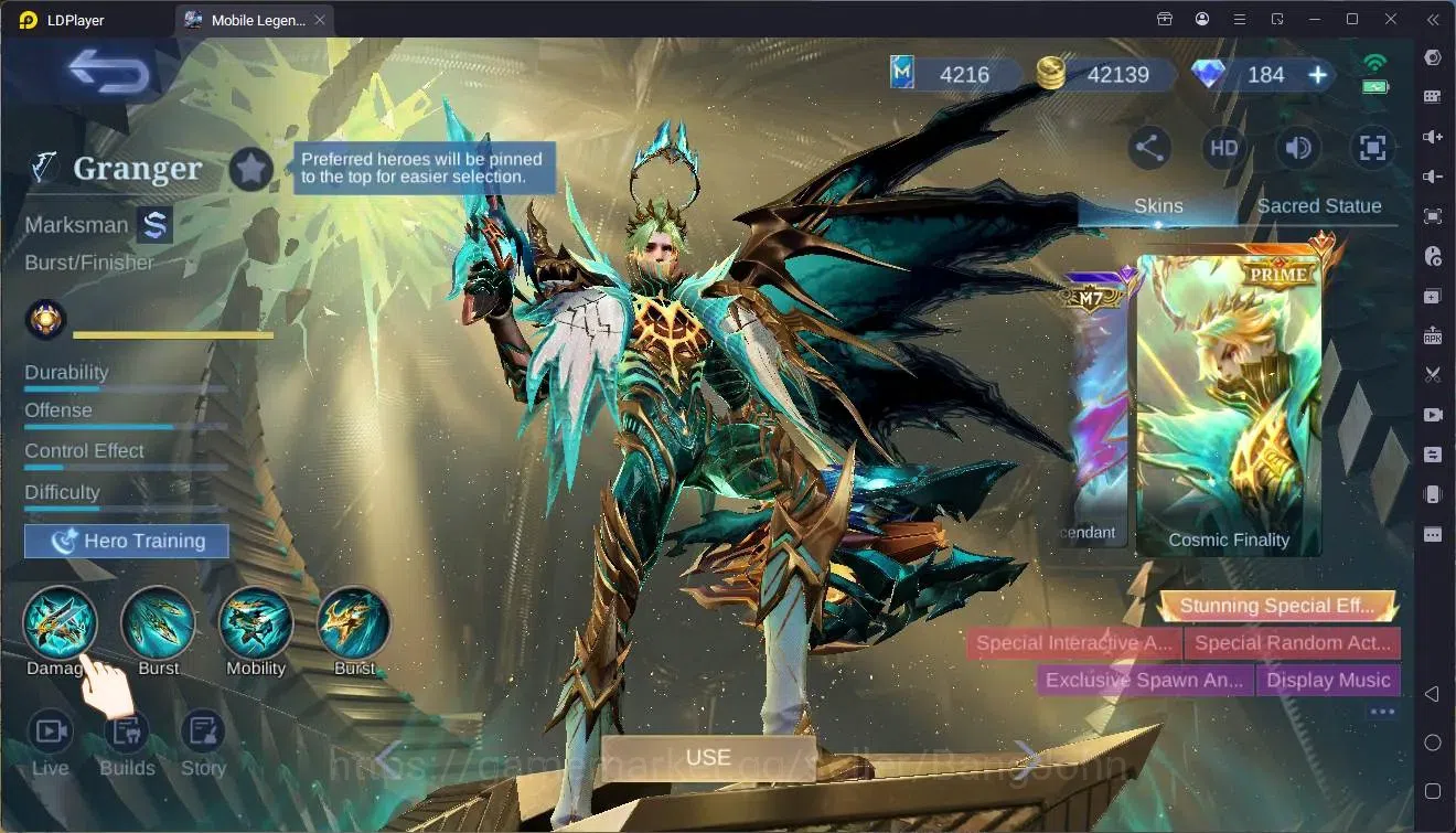 Mobile Legends: Bang Bang Accounts Global |Hero 133|Skin 248|Renowned|Prime Granger|S image 19