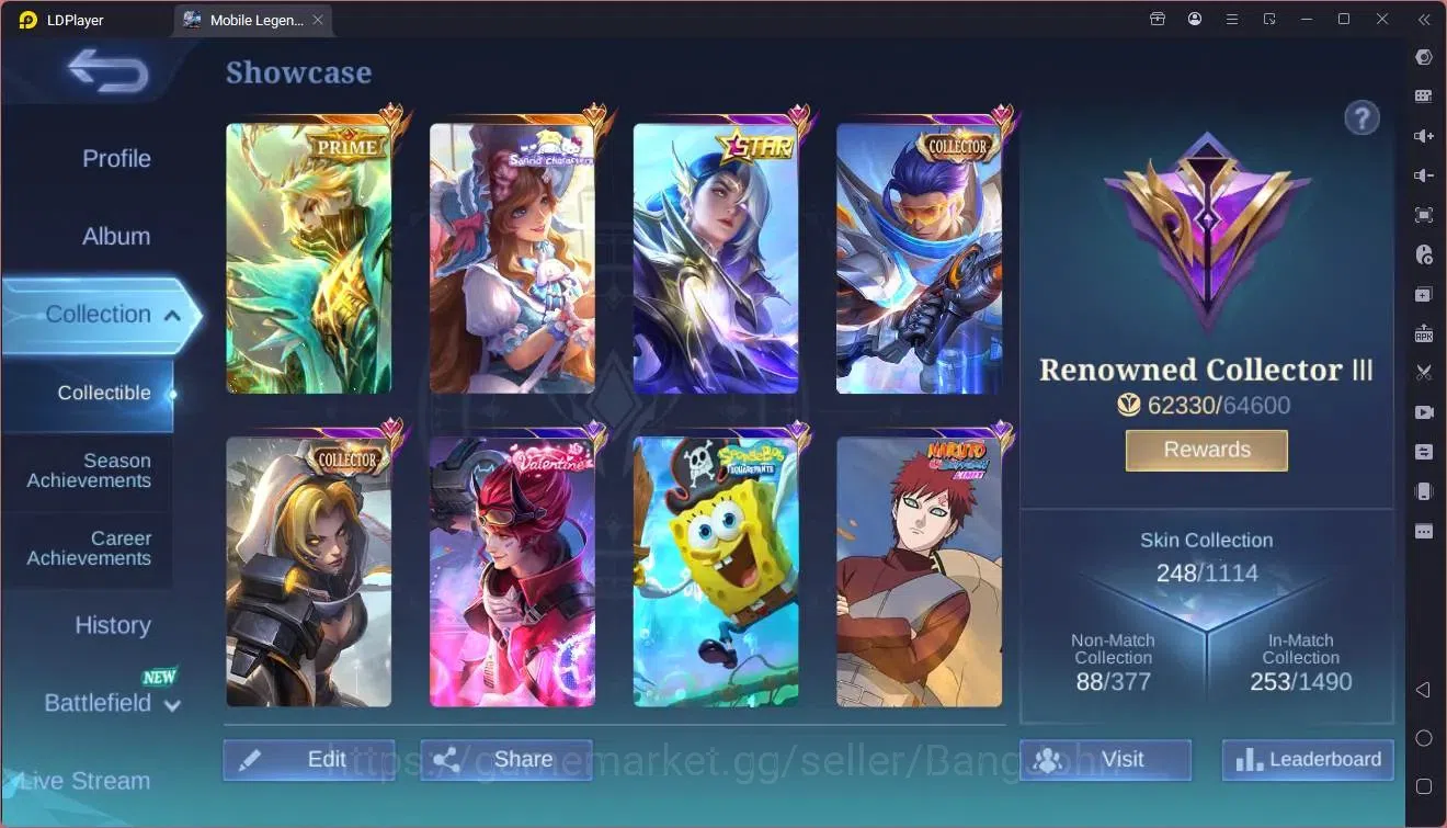 Mobile Legends: Bang Bang Accounts Global |Hero 133|Skin 248|Renowned|Prime Granger|S image 2