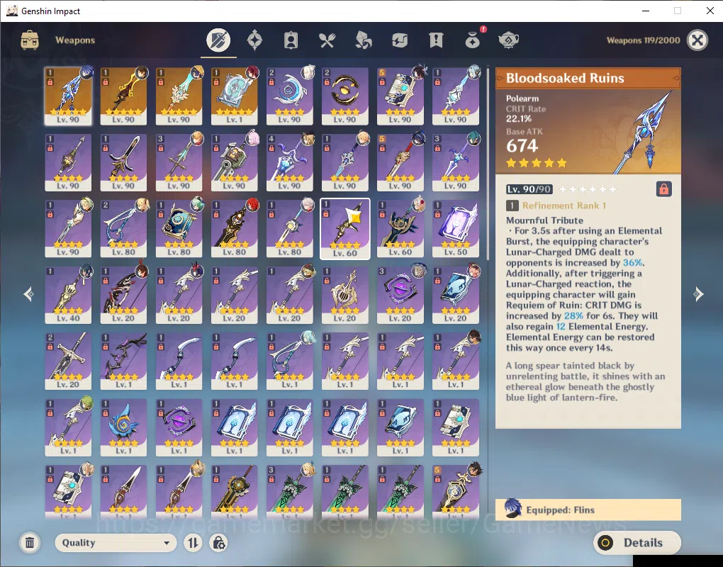 Genshin Impact Accounts ASIA|AR59|Prime Team Flins|7Limited+4(*5Weapon)|Fl image 12