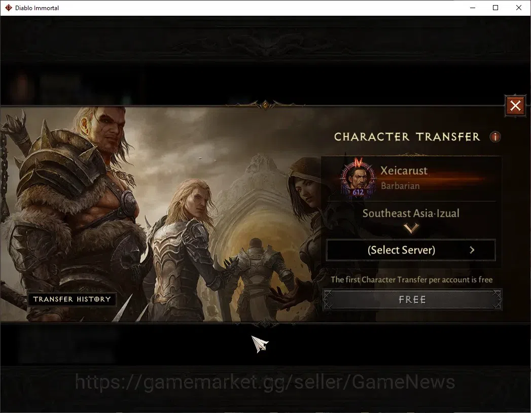 Diablo Immortal Accounts Mid-Tier SEA - Izual|CS ON|Lv 60 (612)|Barbarian|CR 33k|Reso 360|Paragon Harbinger|Inferno I|Take 2