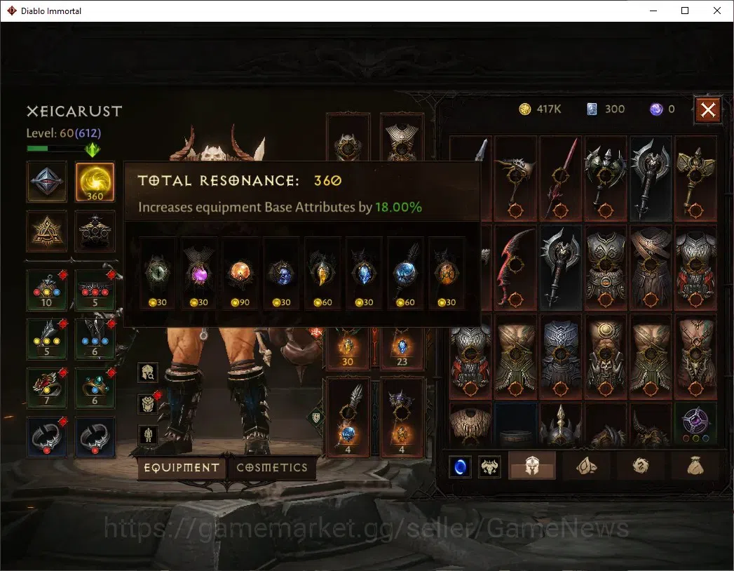 Diablo Immortal Accounts Mid-Tier SEA - Izual|CS ON|Lv 60 (612)|Barbarian|CR 33k|Reso 360|Paragon Harbinger|Inferno I|Take 4