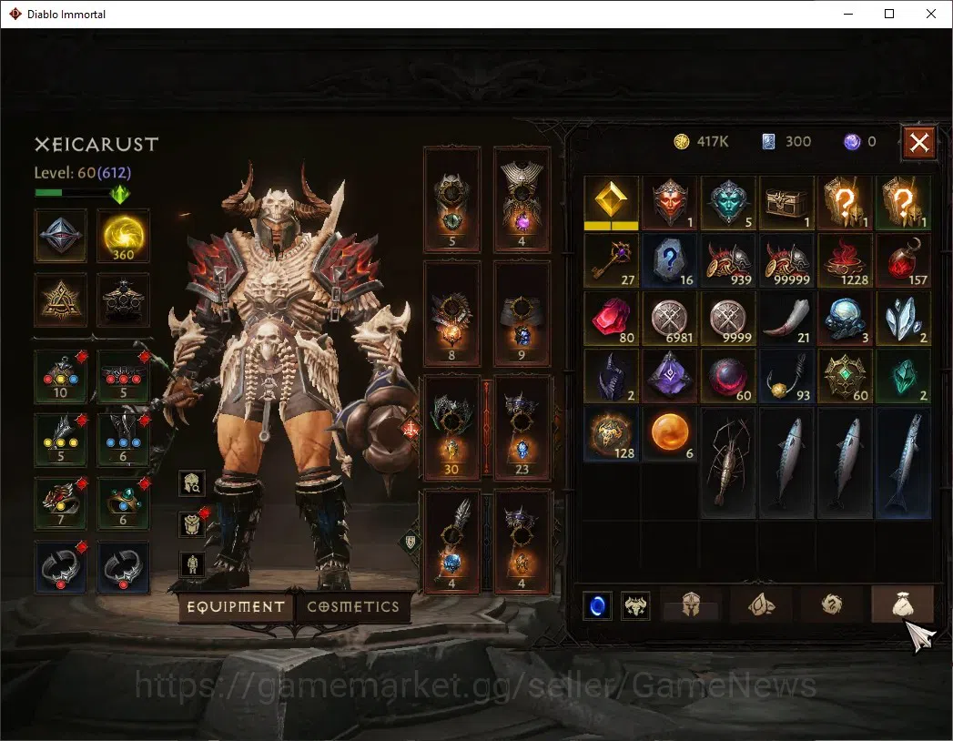 Diablo Immortal Accounts Mid-Tier SEA - Izual|CS ON|Lv 60 (612)|Barbarian|CR 33k|Reso 360|Paragon Harbinger|Inferno I|Take 7