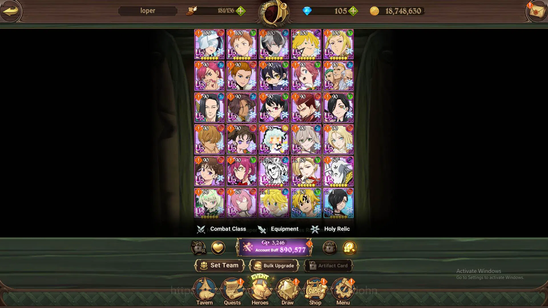 The Seven Deadly Sins: Grand Cross Accounts Others GLOBAL|Starter|890K CC|5 UR Thor,Mael,Sabunak,Gowther,DKM,etc|Detail 3