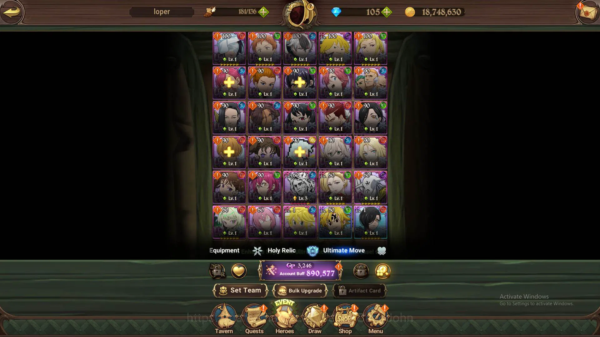 The Seven Deadly Sins: Grand Cross Accounts Others GLOBAL|Starter|890K CC|5 UR Thor,Mael,Sabunak,Gowther,DKM,etc|Detail 4