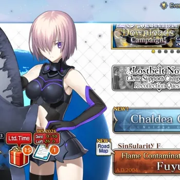 Fate-Grand Order Accounts NA Starter Fuyuki Lvl 1 |251 Saint Quartz|1 SSR Servant| ( Oberon ) |32 Golden Apple|birthday