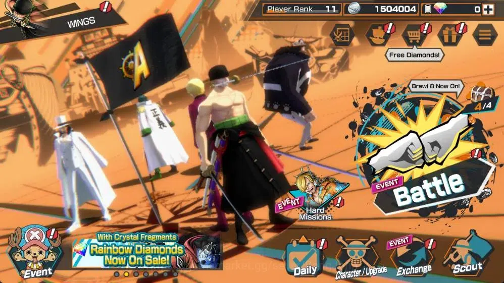 One Piece Bounty Rush Accounts Global | EX 3 |1 Max | PR 11 | Gol D. Roger,Zoro & image 1