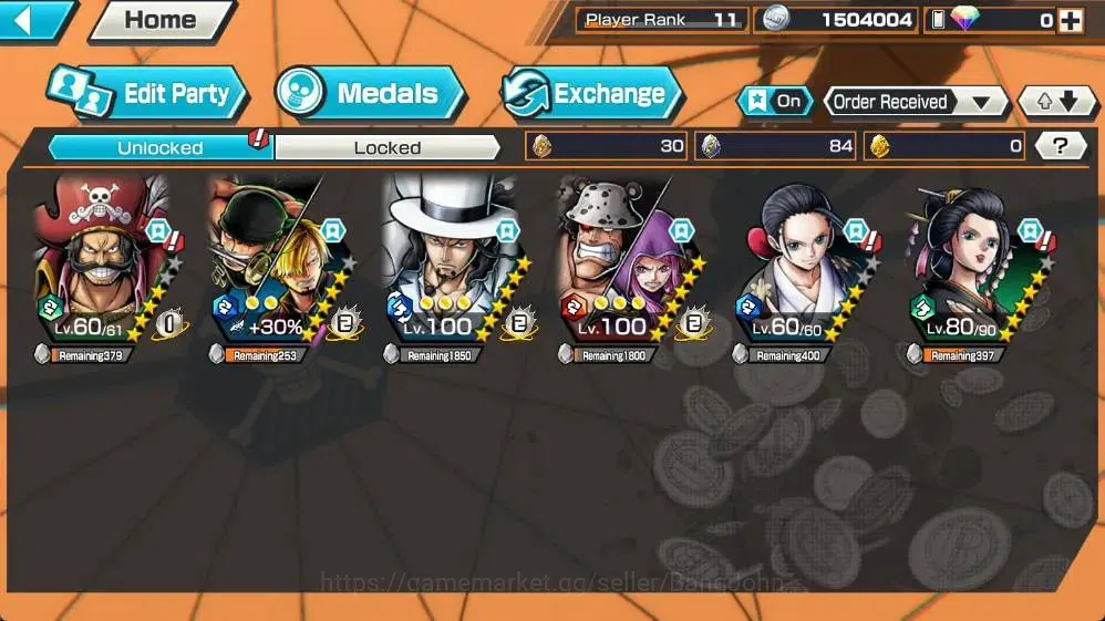 One Piece Bounty Rush Accounts Global | EX 3 |1 Max | PR 11 | Gol D. Roger,Zoro & image 4