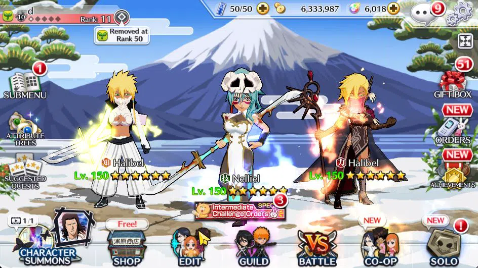 Bleach: Brave Souls Accounts Mid-Tier [GLOBAL]6K Orbs+Fresh All Story|Halibel Cacao,Nelliel Orient,Kon New Year,Halibel