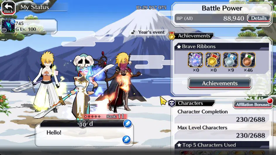 Bleach: Brave Souls Accounts Mid-Tier [GLOBAL]6K Orbs+Fresh All Story|Halibel Cacao,Nelliel Orient,Kon New Year,Halibel 2