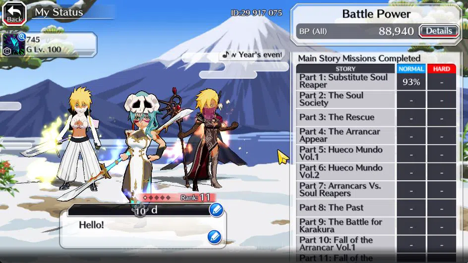 Bleach: Brave Souls Accounts Mid-Tier [GLOBAL]6K Orbs+Fresh All Story|Halibel Cacao,Nelliel Orient,Kon New Year,Halibel 3