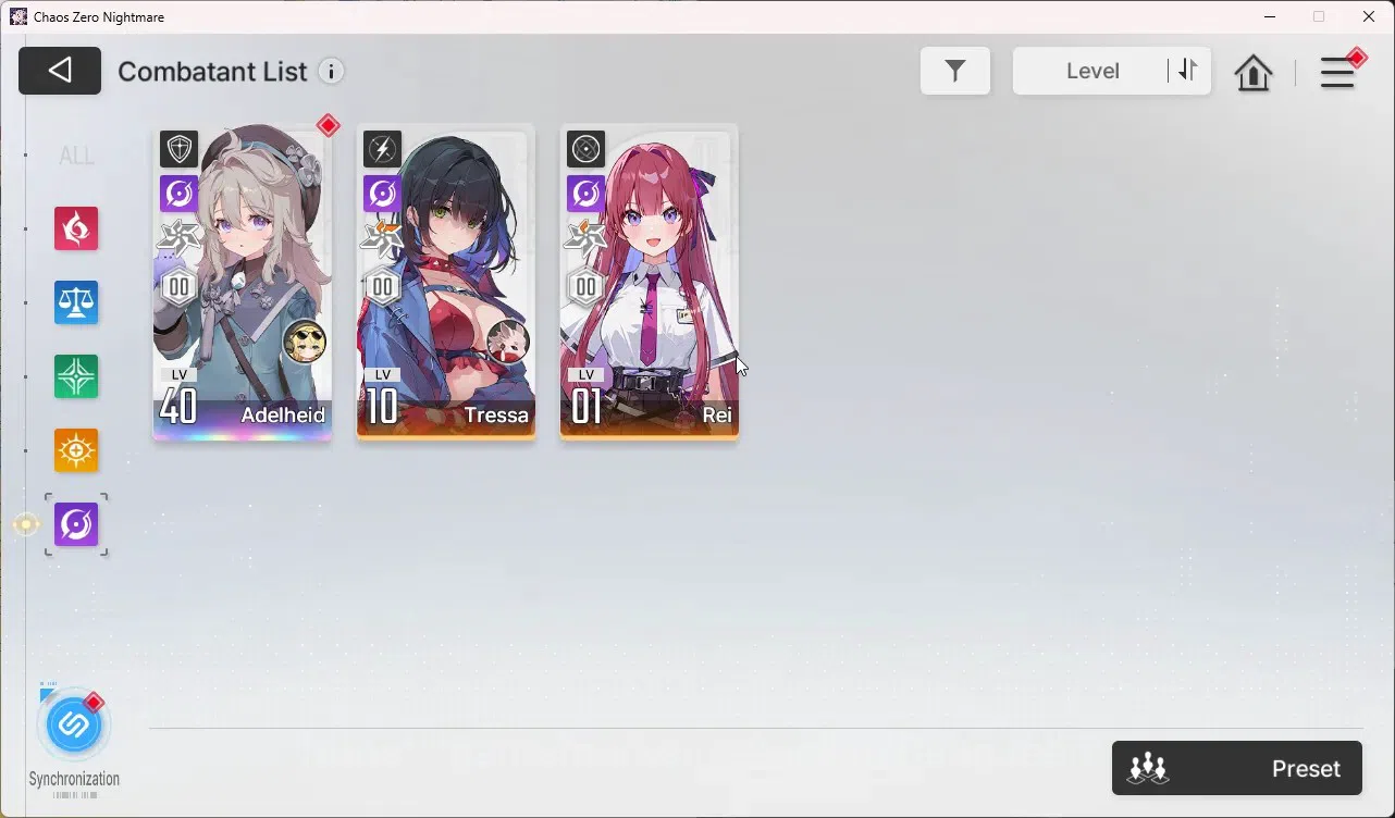Chaos Zero Nightmare Accounts Asia | Lvl 32 | 3 SSR | Thipera | Adelheid | Veron image 4