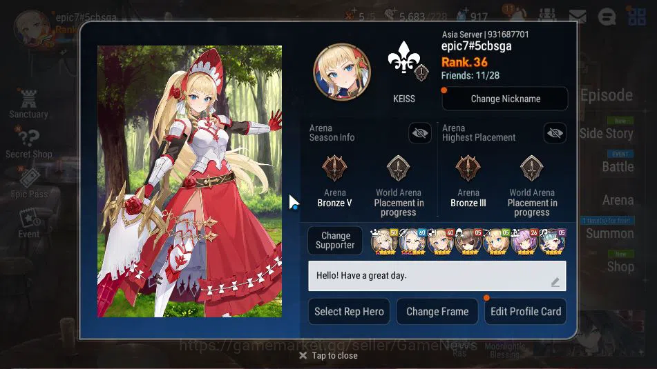 Epic Seven Accounts ASIA Unverif|7 ML (C Lilias,Belian,Har setti,Etc)+ image 2