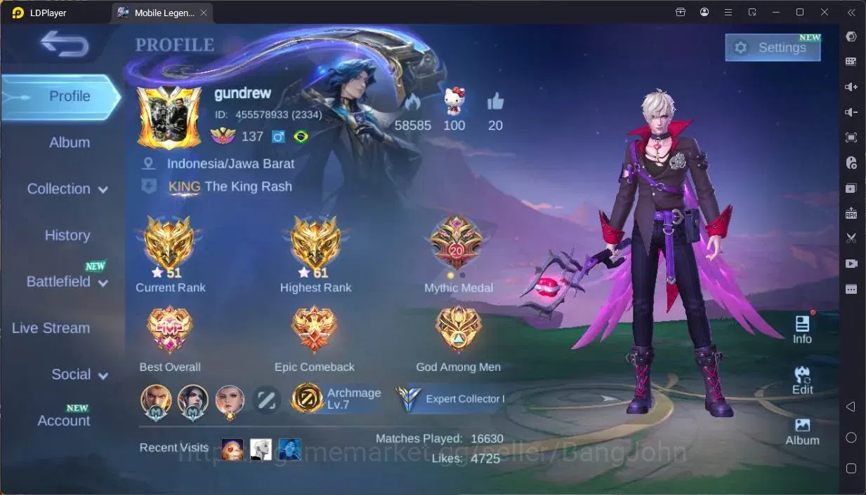 Mobile Legends: Bang Bang Accounts Global|Hero 132|Skin 219|Expert|KOF Karina|CC Nata image 1