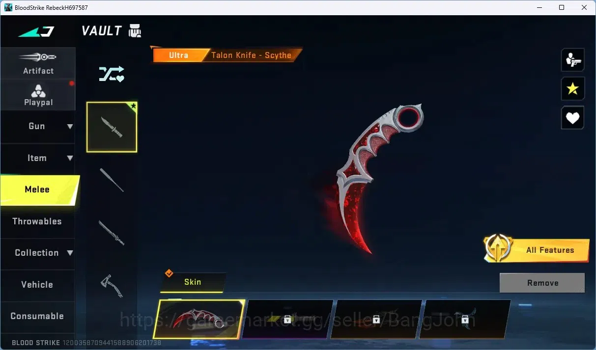 Blood Strike Accounts ASIA | 1 ULTRA MELEE: Talon Knife - Scythe | 1 ULT image 3