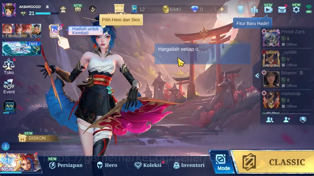 Mobile Legends: Bang Bang Accounts Hero 42|Skin 53|Collector Natalia,Valentine Fanny, image 1