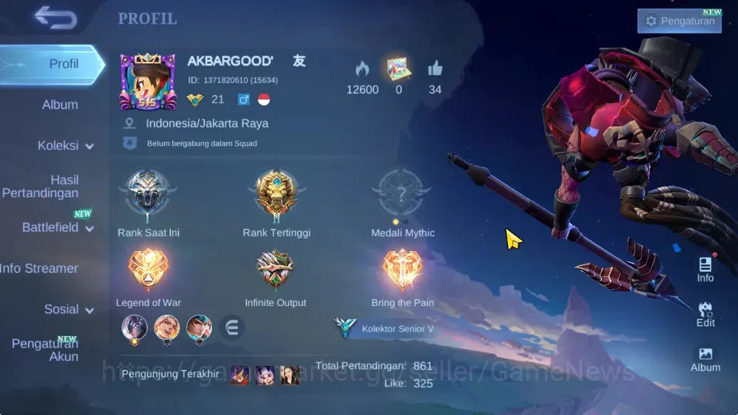 Mobile Legends: Bang Bang Accounts Hero 42|Skin 53|Collector Natalia,Valentine Fanny, image 2