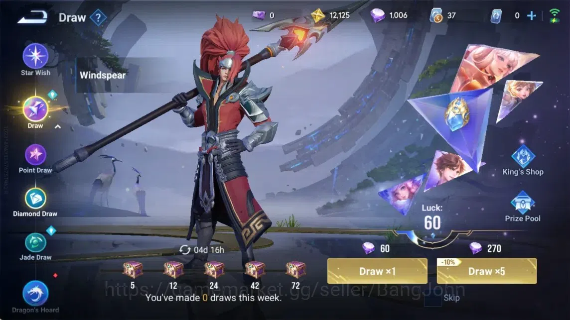 Honor of Kings Accounts Rare Skin Global|94H 46S|AOT Jing [Mikasa]|KIC Luna|Epic Solarus&Lotusdancer|AOT Mayene 14