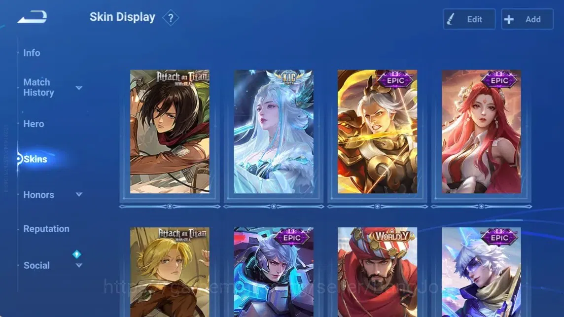 Honor of Kings Accounts Rare Skin Global|94H 46S|AOT Jing [Mikasa]|KIC Luna|Epic Solarus&Lotusdancer|AOT Mayene 5