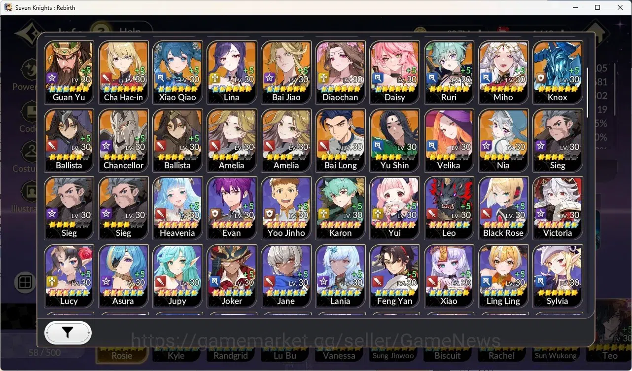 Seven Knights Re:Birth Accounts Global SEA|1 Ex-7k [Rosie]+2 TC6[Kyle,Randgrid]+Lu image 2